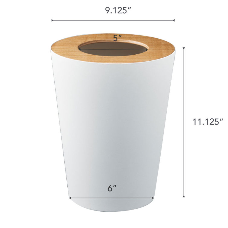 Rin Yamazaki Home Round Trash Can, 1.85 gallon Wastebasket Bathroom ...